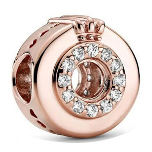 Pink Glass Charm 925 Silver Bead Bracelet Jewelry