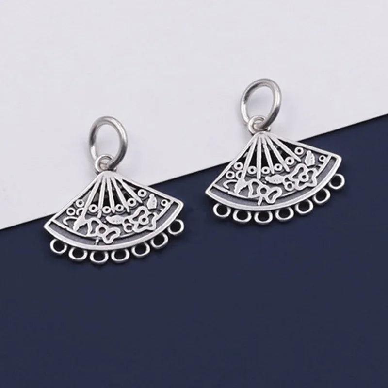 925 Sterling Silver Classic Fan Earring Charms Dangler Pendants