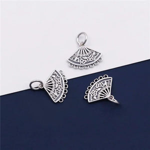 925 Sterling Silver Classic Fan Earring Charms Dangler Pendants