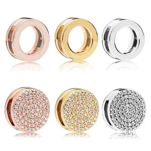 Reflexions Rose Dazzling Elegance Circle Charm 925 Sterling Silver Beads