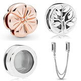 Sterling Silver Flower of Life Safety Chain Clip Charm for Bracelet