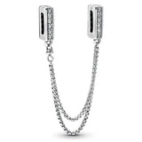 Sterling Silver Flower of Life Safety Chain Clip Charm for Bracelet