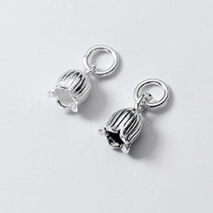 925 Silver Tulip Flower Circle Charms Lady Jewelry Pendants