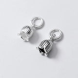 925 Silver Tulip Flower Circle Charms Lady Jewelry Pendants