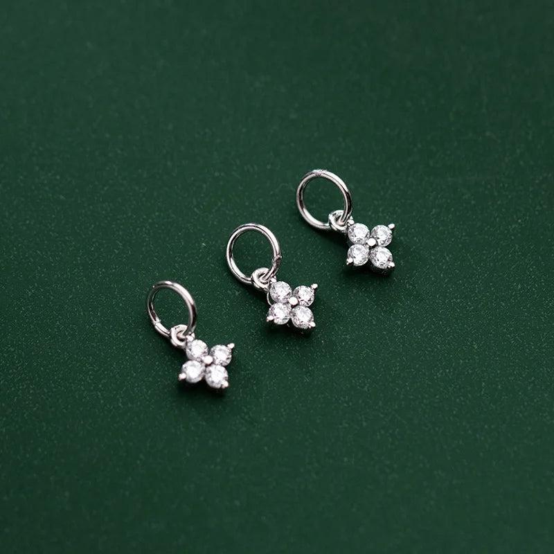 925 Silver Zircon Inlaid Flower Charms Jewelry for Women