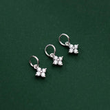 925 Silver Zircon Inlaid Flower Charms Jewelry for Women