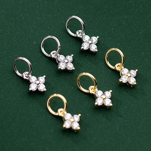 925 Silver Zircon Inlaid Flower Charms Jewelry for Women