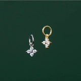 925 Silver Zircon Inlaid Flower Charms Jewelry for Women