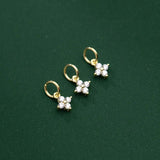 925 Silver Zircon Inlaid Flower Charms Jewelry for Women