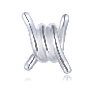 TrustDavis Real Sterling Silver Knotted Round Interval Bead Charm Beads HY423