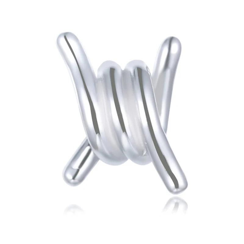 TrustDavis Real Sterling Silver Knotted Round Interval Bead Charm Beads HY423