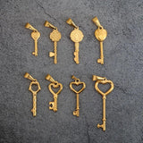 Vintage Heart Key Charms Pendant Necklaces DIY Jewelry Accessories