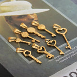 Vintage Heart Key Charms Pendant Necklaces DIY Jewelry Accessories