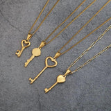 Vintage Heart Key Charms Pendant Necklaces DIY Jewelry Accessories