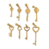Vintage Heart Key Charms Pendant Necklaces DIY Jewelry Accessories