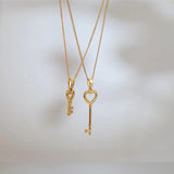 Vintage Heart Key Charms Pendant Necklaces DIY Jewelry Accessories