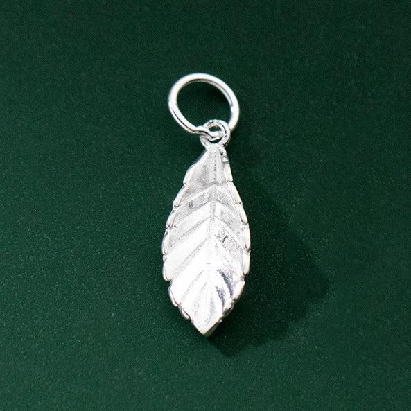 S925 Sterling Silver Leaf Pendant Charms for DIY Necklace