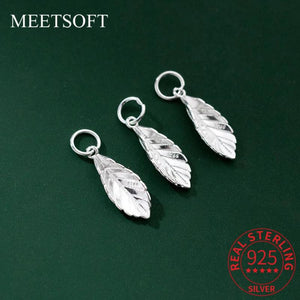 S925 Sterling Silver Leaf Pendant Charms for DIY Necklace