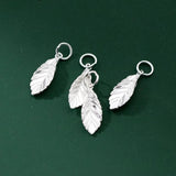 S925 Sterling Silver Leaf Pendant Charms for DIY Necklace