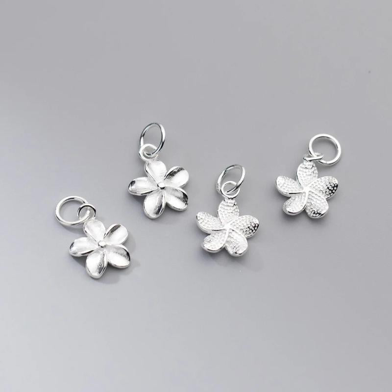 925 Sterling Silver Flower Circle Charms Antique Pendants DIY Jewelry