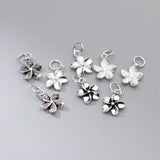 925 Sterling Silver Flower Circle Charms Antique Pendants DIY Jewelry