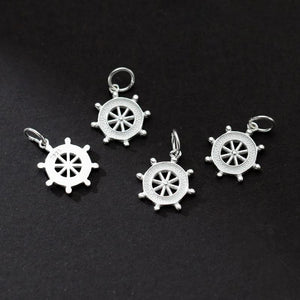 925 Silver Funky Rudder Circle Charms 12mm Necklace Bracelets Pendants