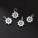 925 Silver Funky Rudder Circle Charms 12mm Necklace Bracelets Pendants