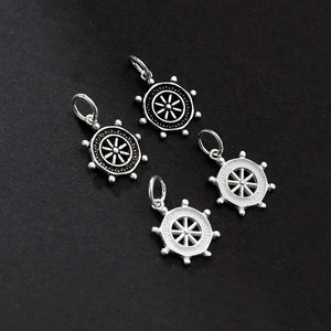 925 Silver Funky Rudder Circle Charms 12mm Necklace Bracelets Pendants