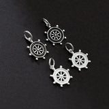 925 Silver Funky Rudder Circle Charms 12mm Necklace Bracelets Pendants