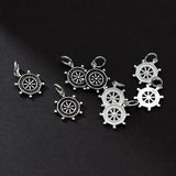 925 Silver Funky Rudder Circle Charms 12mm Necklace Bracelets Pendants
