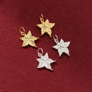 925 Silver Plated Maple Leaves Jewelry Charms DIY Pendants