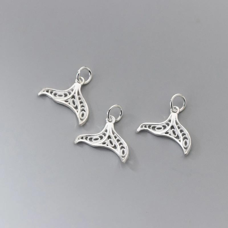 925 Sterling Silver Mermaid Tails Charms Necklace Earrings Pendants DIY