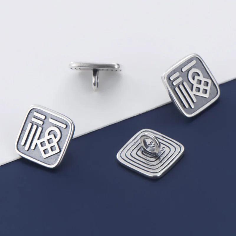 925 Silver Luck Button Charms 9.7mm Bracelet Pendant DIY Jewelry