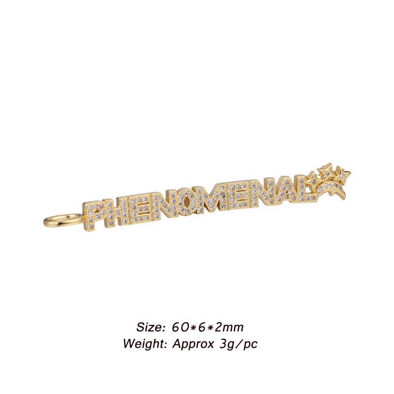 DIY Letter Charms Inlaid Zirconia Rhinestone Pendants