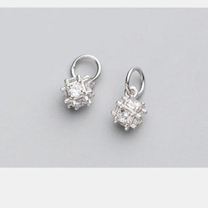 925 Silver Geometry Ziron Dangle Charms for Earrings