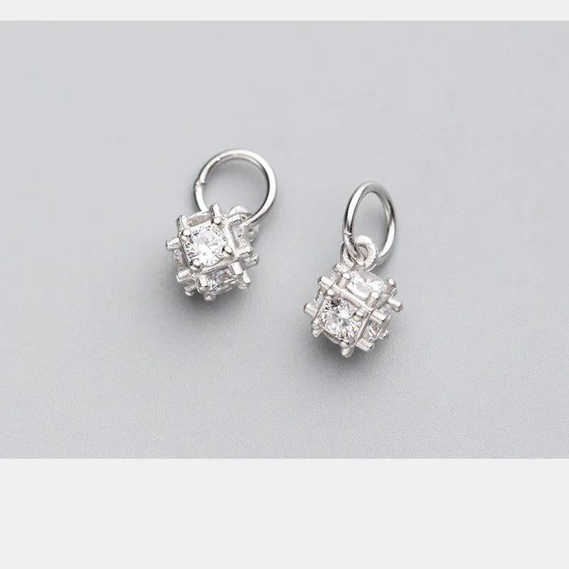 925 Silver Geometry Ziron Dangle Charms for Earrings
