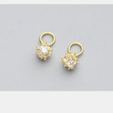925 Silver Geometry Ziron Dangle Charms for Earrings