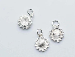 925 Silver Sunflower Charms DIY Jewelry Earrings