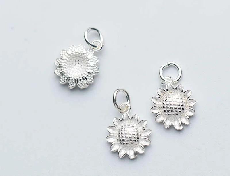925 Silver Sunflower Charms DIY Jewelry Earrings