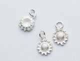 925 Silver Sunflower Charms DIY Jewelry Earrings
