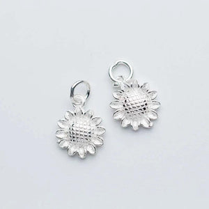 925 Silver Sunflower Charms DIY Jewelry Earrings