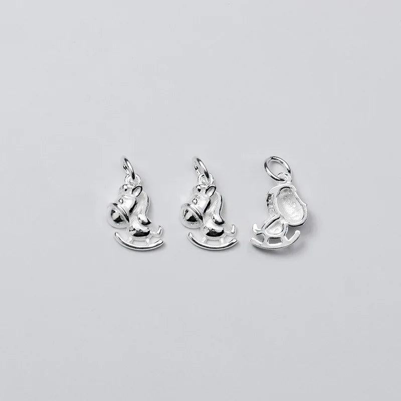 925 Silver Horse Charm Necklace Choker Pendant DIY Jewelry Gift