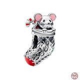 Lucky Clover Red Nosed Reindeer Pendant 925 Sterling Silver