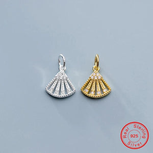 925 Sterling Silver Fan-shape Charms Pendant for Jewelry Making