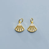 925 Sterling Silver Fan-shape Charms Pendant for Jewelry Making