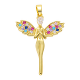 Angel Wings Necklace Crystal Pendant Figure Chain Metal Copper Girls Ladies Jewe