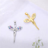 Angel Wings Necklace Crystal Pendant Figure Chain Metal Copper Girls Ladies Jewe