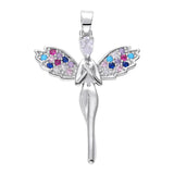 Angel Wings Necklace Crystal Pendant Figure Chain Metal Copper Girls Ladies Jewe