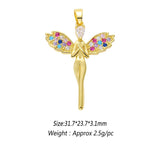 Angel Wings Necklace Crystal Pendant Figure Chain Metal Copper Girls Ladies Jewe