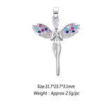 Angel Wings Necklace Crystal Pendant Figure Chain Metal Copper Girls Ladies Jewe